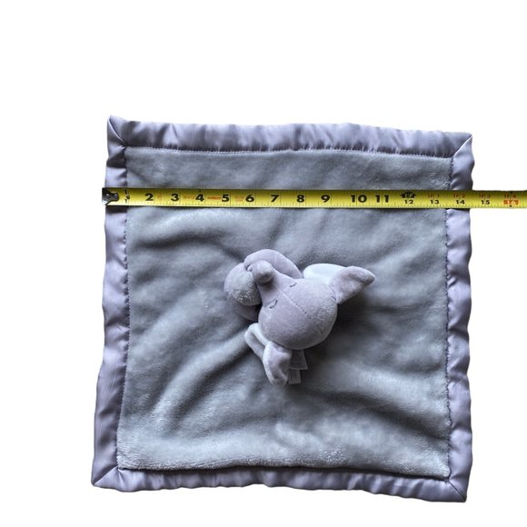 Carter's  Elephant Lovey Security Blanket Grey Gray Satin Edging Backside 14x14 - Picture 8 of 8
